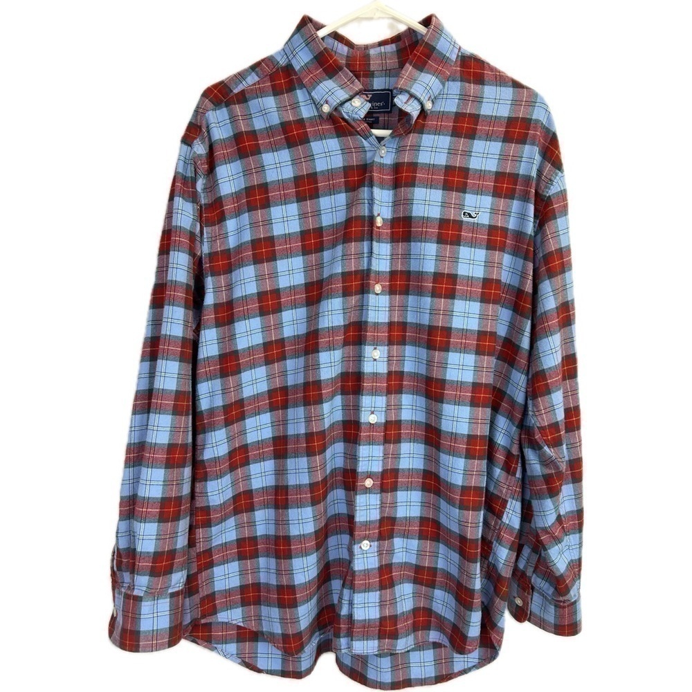 Vineyard Vines by Shep & Ian Whale Long Sleeve Plaid Flannel Shirt Size L